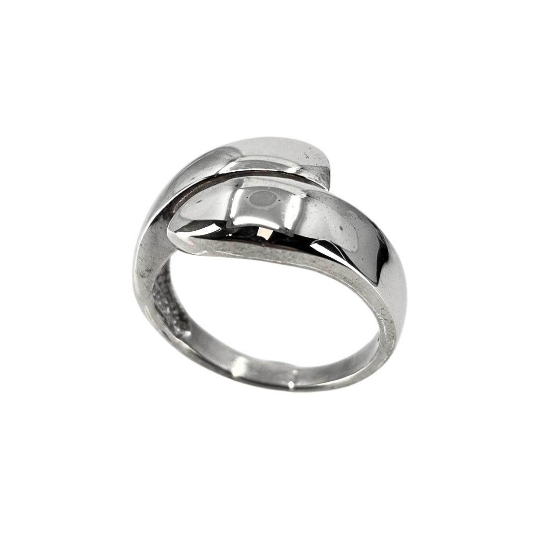 White Sterling Silver Bypass Ring