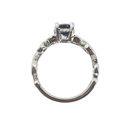 White Gold Filigree Sapphire and Diamond Ring