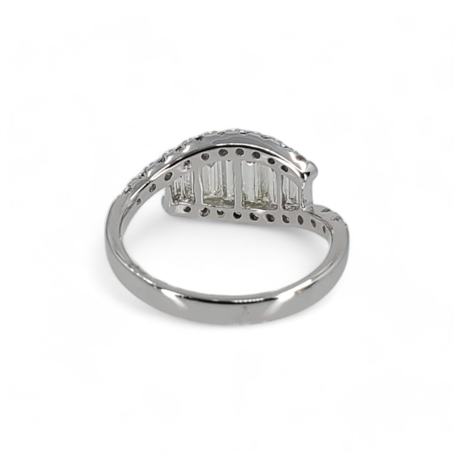 White Gold Baguette Diamond Bypass Ring
