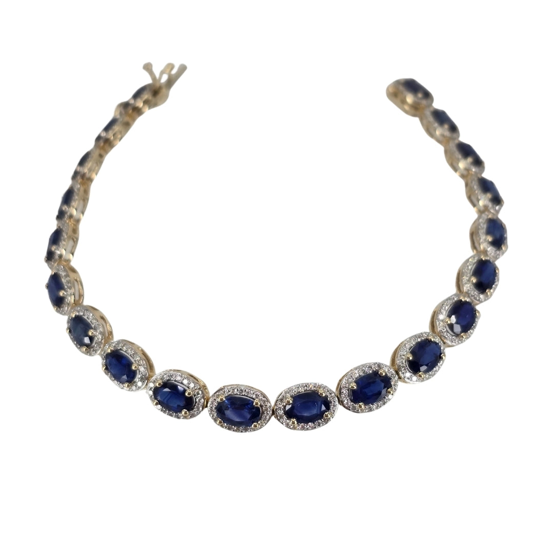 Yellow Gold Oval Sapphire Link Bracelet