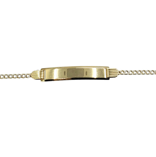 Two Tone 6 Inch Curb Link Baby Id Bracelet