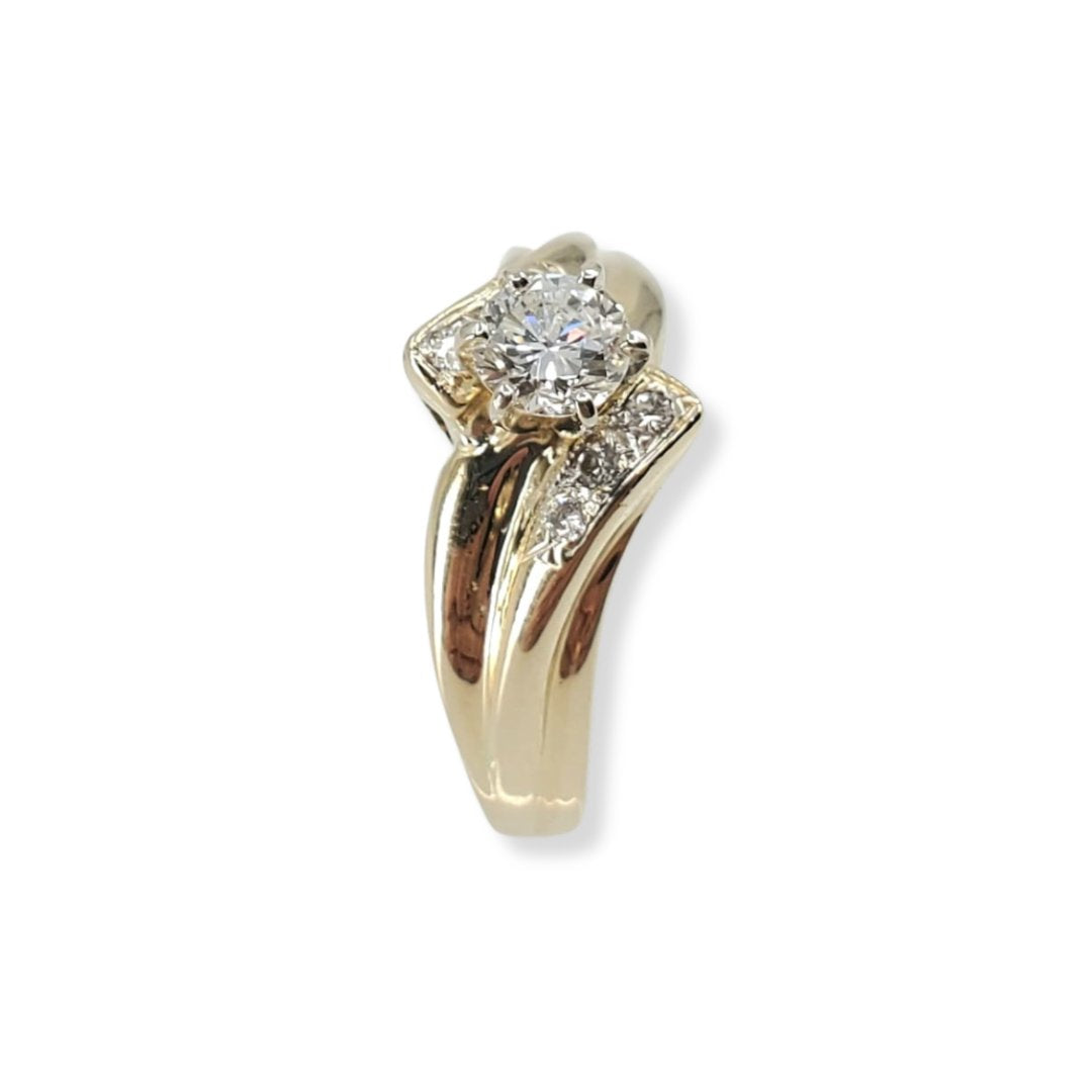 Vintage Yellow Gold Round Diamond Bypass Ring