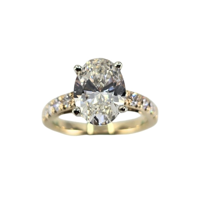 Yellow Gold Lab Diamond Cathredral Engagement Ring