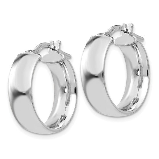 White Sterling Silver Medium Hoop Earrings