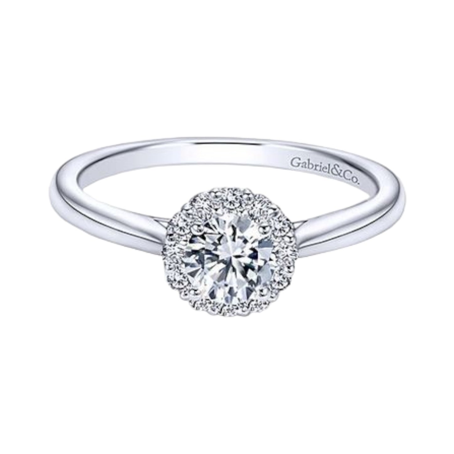 White Gold Plain Shank Halo Engagement Ring