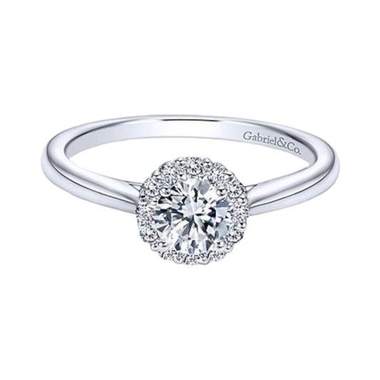 White Gold Plain Shank Halo Engagement Ring