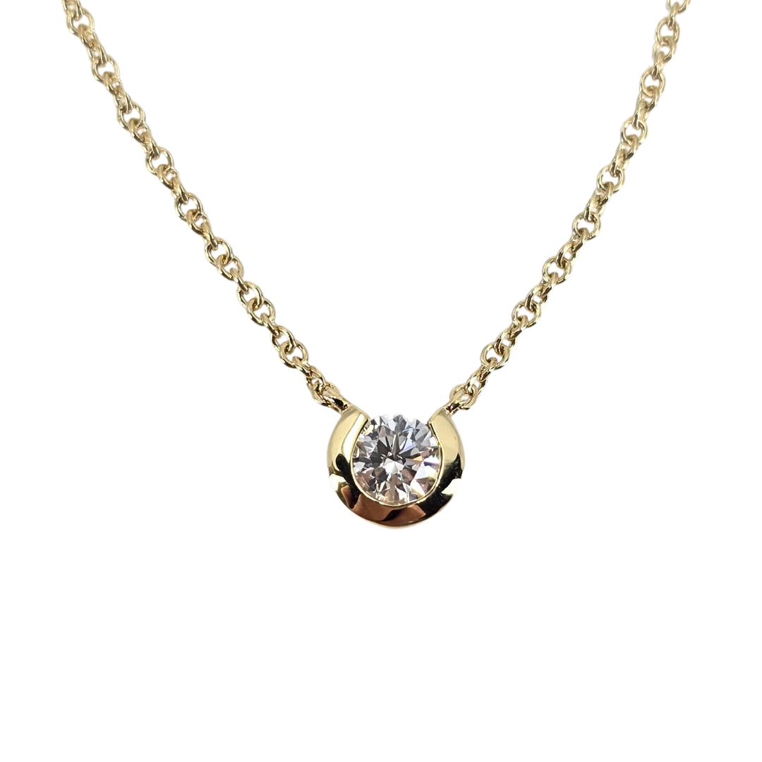 Partial Bezel Set Solitaire Diamond Necklace