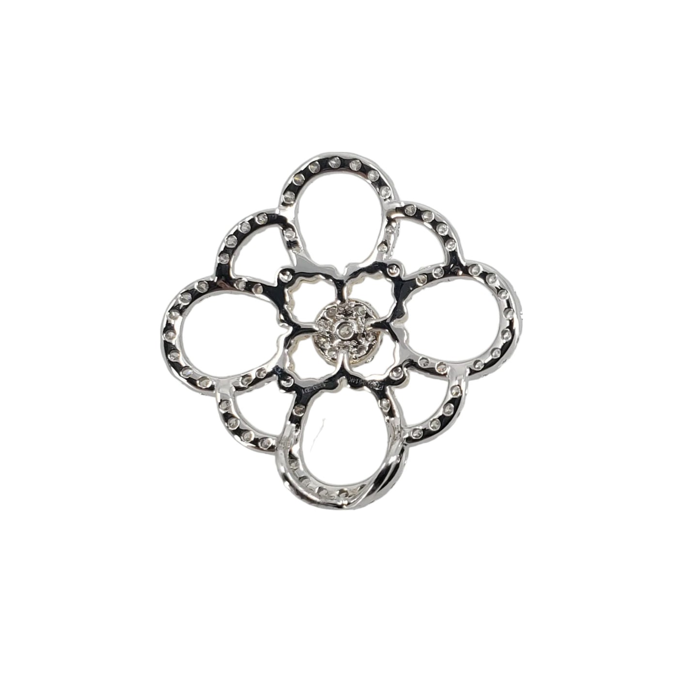 Two Tone Round Diamond Flower Pendant