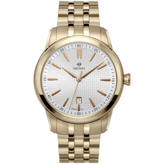 Yellow Stainless Steel Dress Watch with Silver Dial