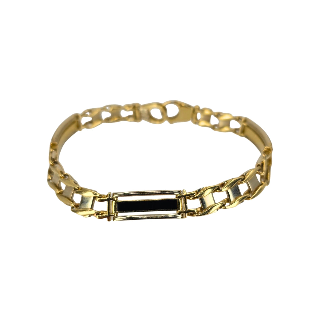 Two Tone Onyx Link Bracelet