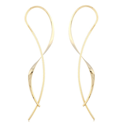 Yellow Gold Flared Crossover Drop Earrings