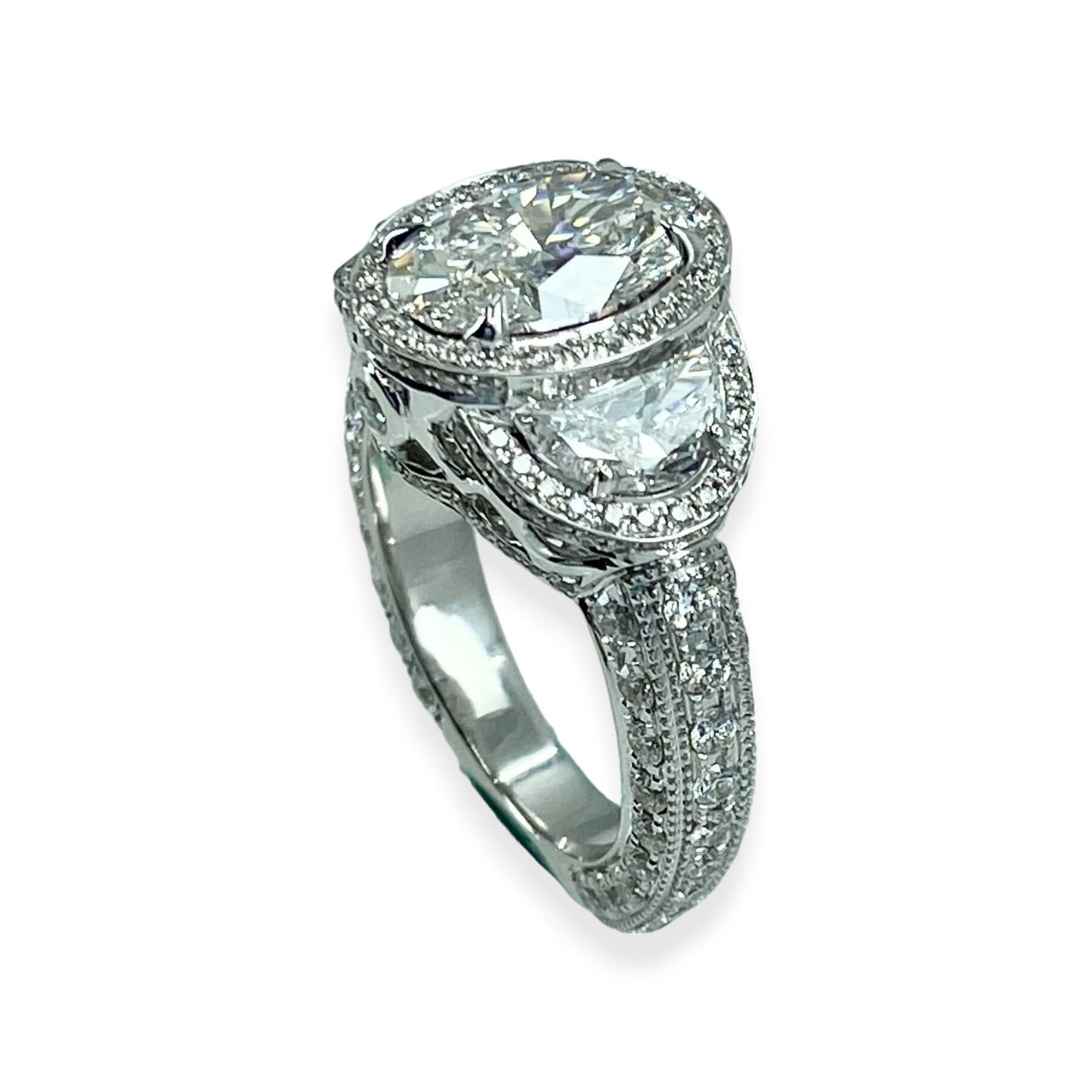 White Gold Antique Lab Grown Diamond Engagement Ring