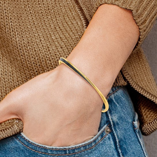 Sterling Silver Black Enamel Chain Bangle