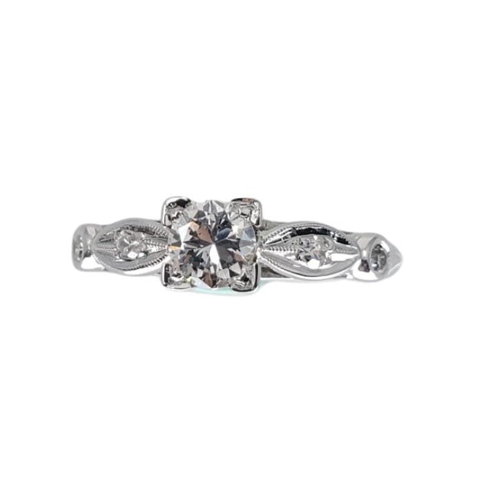 White Gold Vintage Engagement Ring