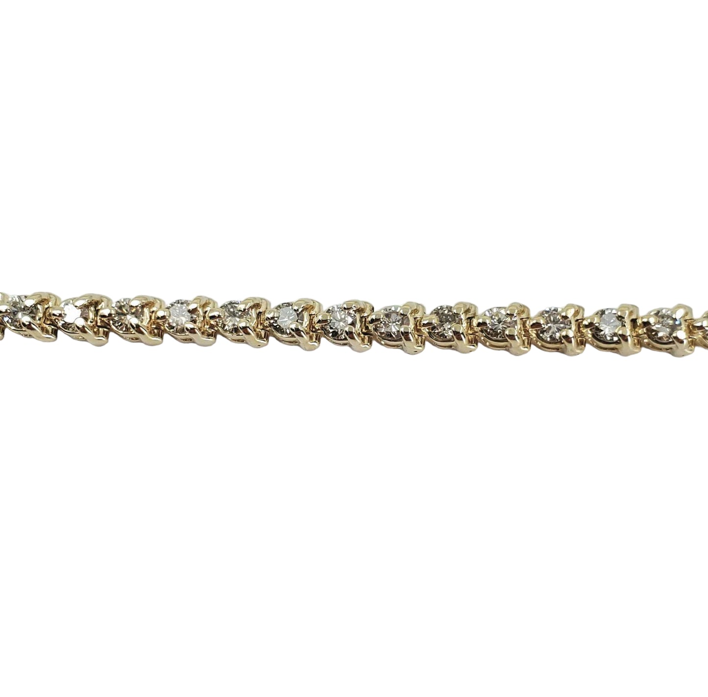 Yellow Gold Three Prong Tennis Bracelet