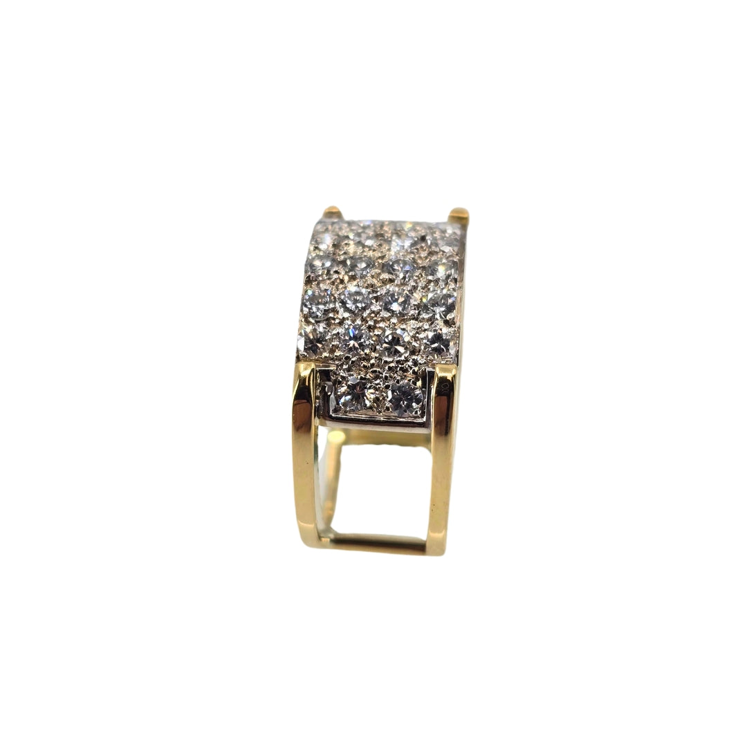 Two Tone Split Shank Pave Diamond Ring