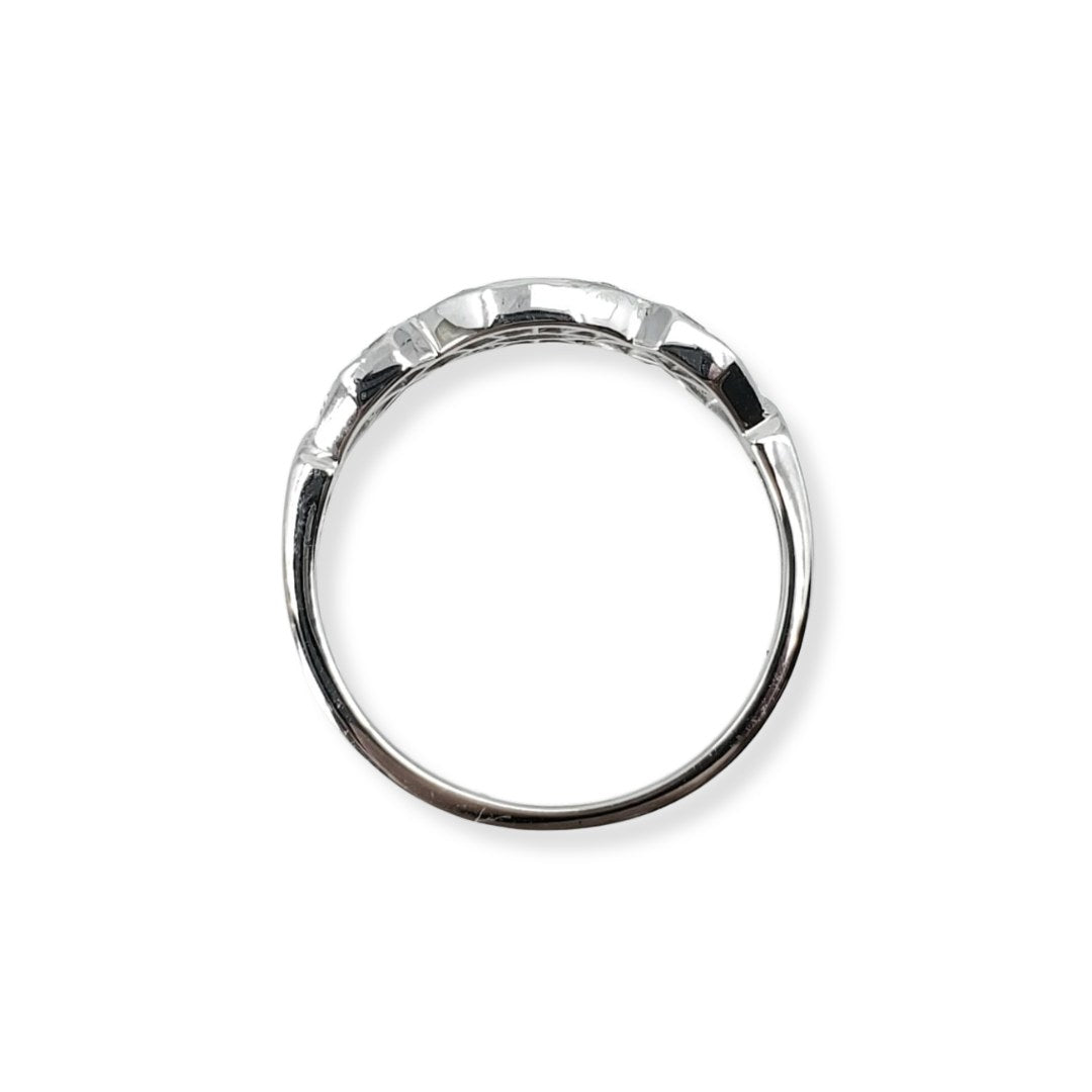 Vintage White Gold Diamond Weave Design Ring