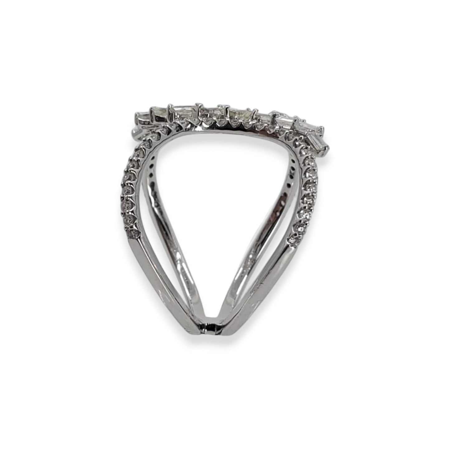 White Gold Baguette and Round Diamond Fashion Ring