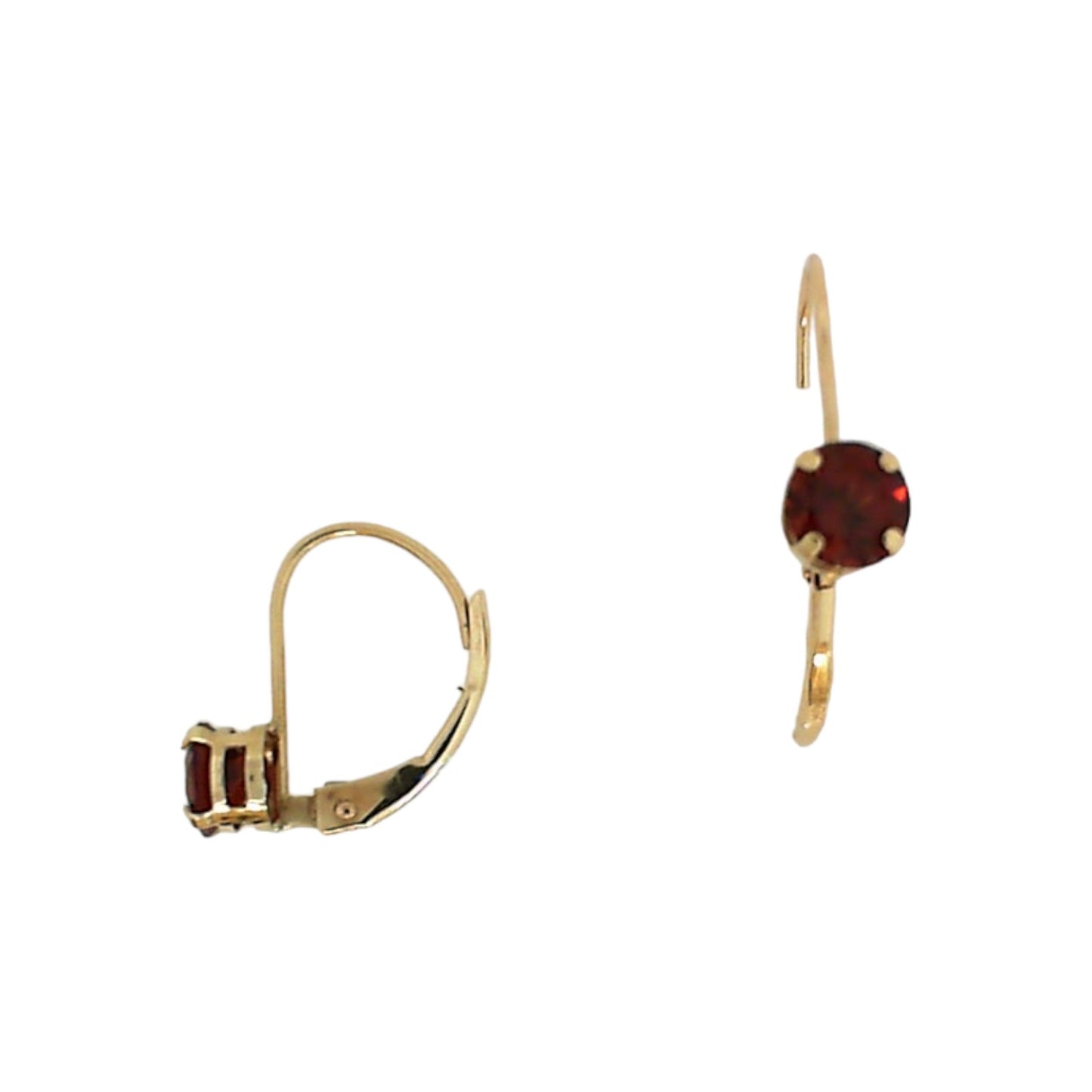 Yellow Gold Garnet Leverback Earring