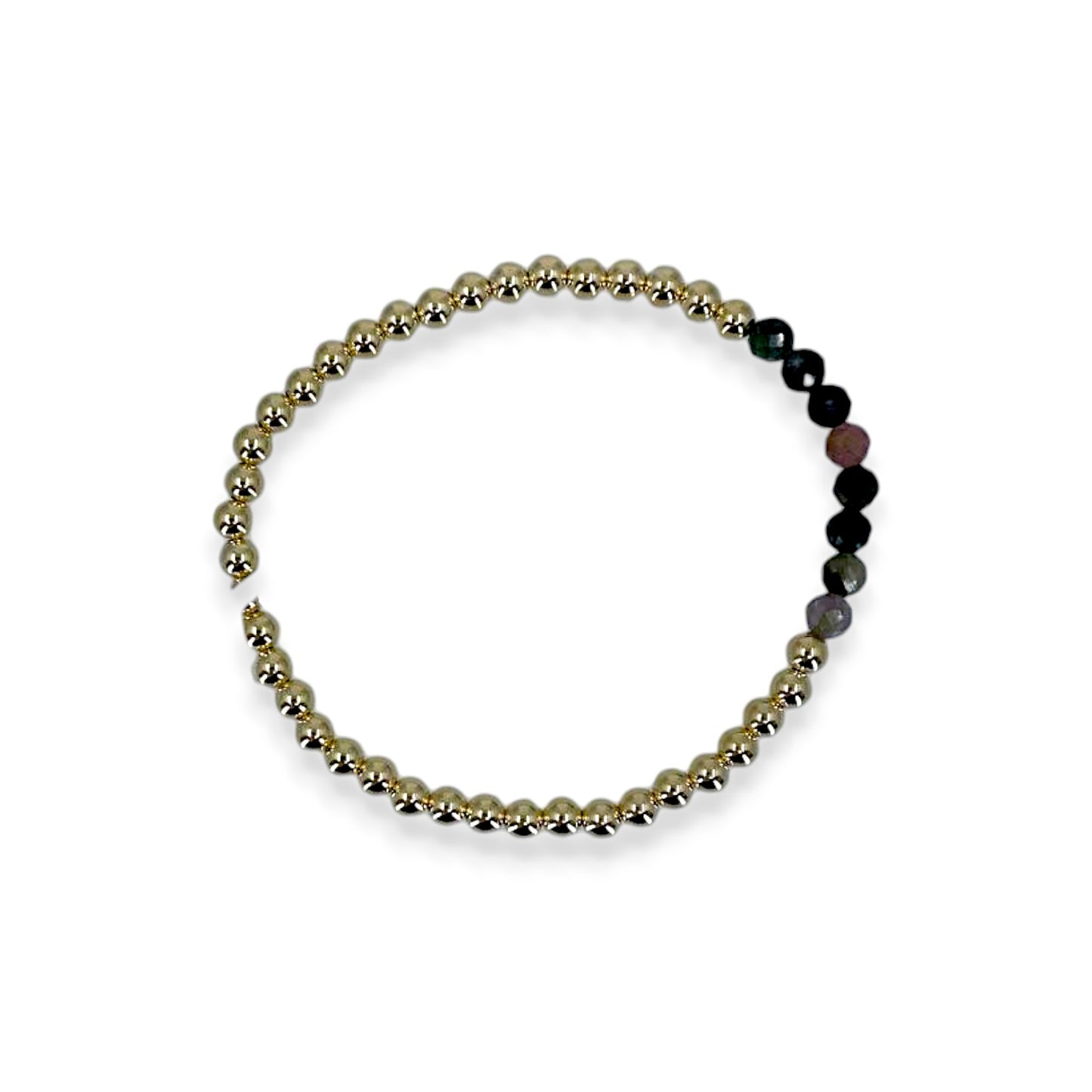 Gold Filled Beaded Bracelet with Faceted Tourmaline Bar