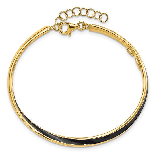 Sterling Silver Black Enamel Chain Bangle