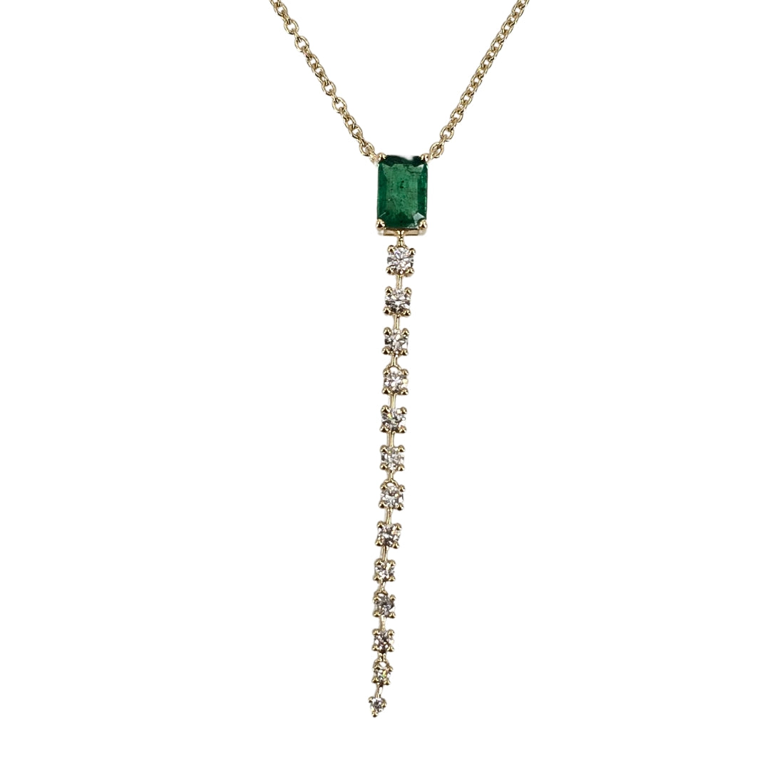 Yellow Gold Emerald Drop Necklace
