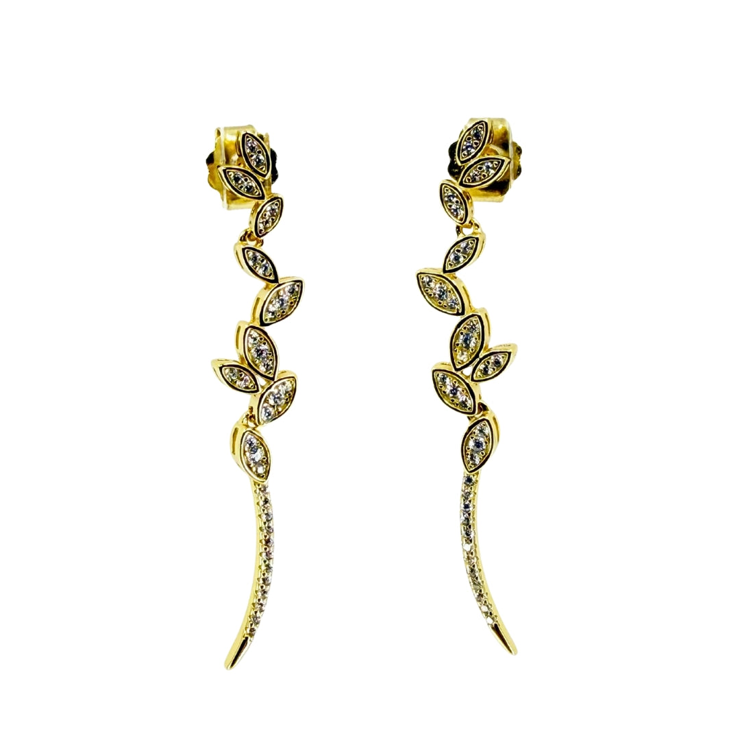Yellow Silver Pave Cz Drop Earrings