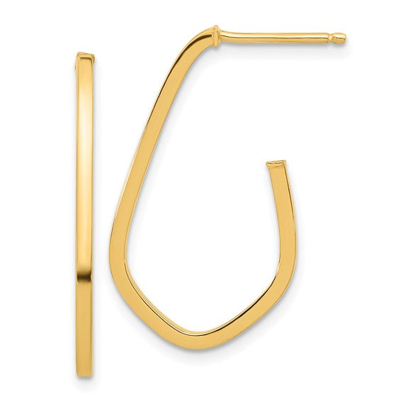 Yellow Gold J Hoop Earrings