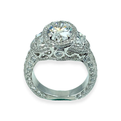 White Gold Antique Lab Grown Diamond Engagement Ring