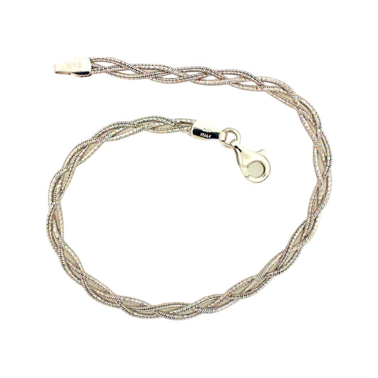 White Gold Braided Snake Bracelet