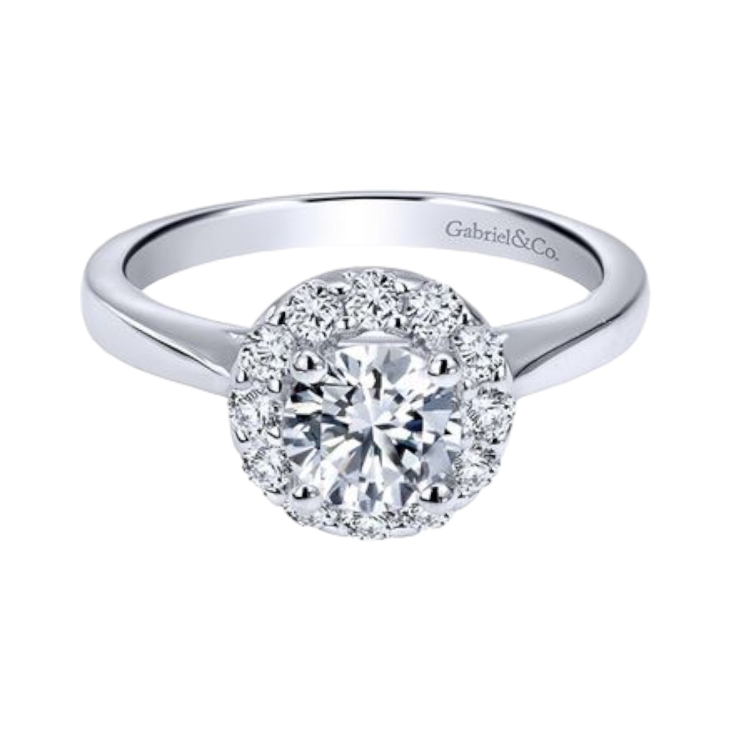 White Gold Diamond Halo Engagement Ring