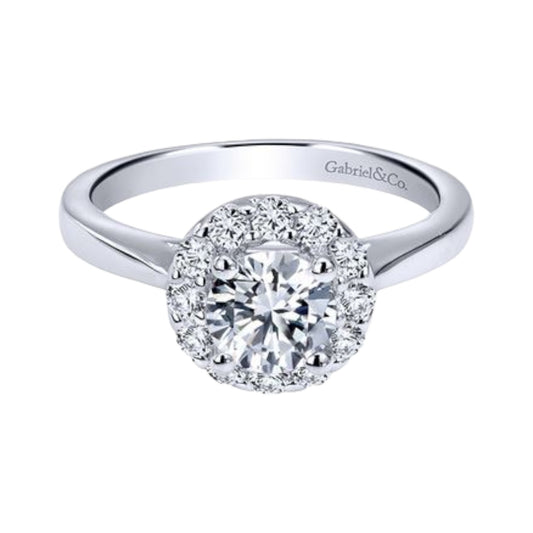 White Gold Diamond Halo Engagement Ring