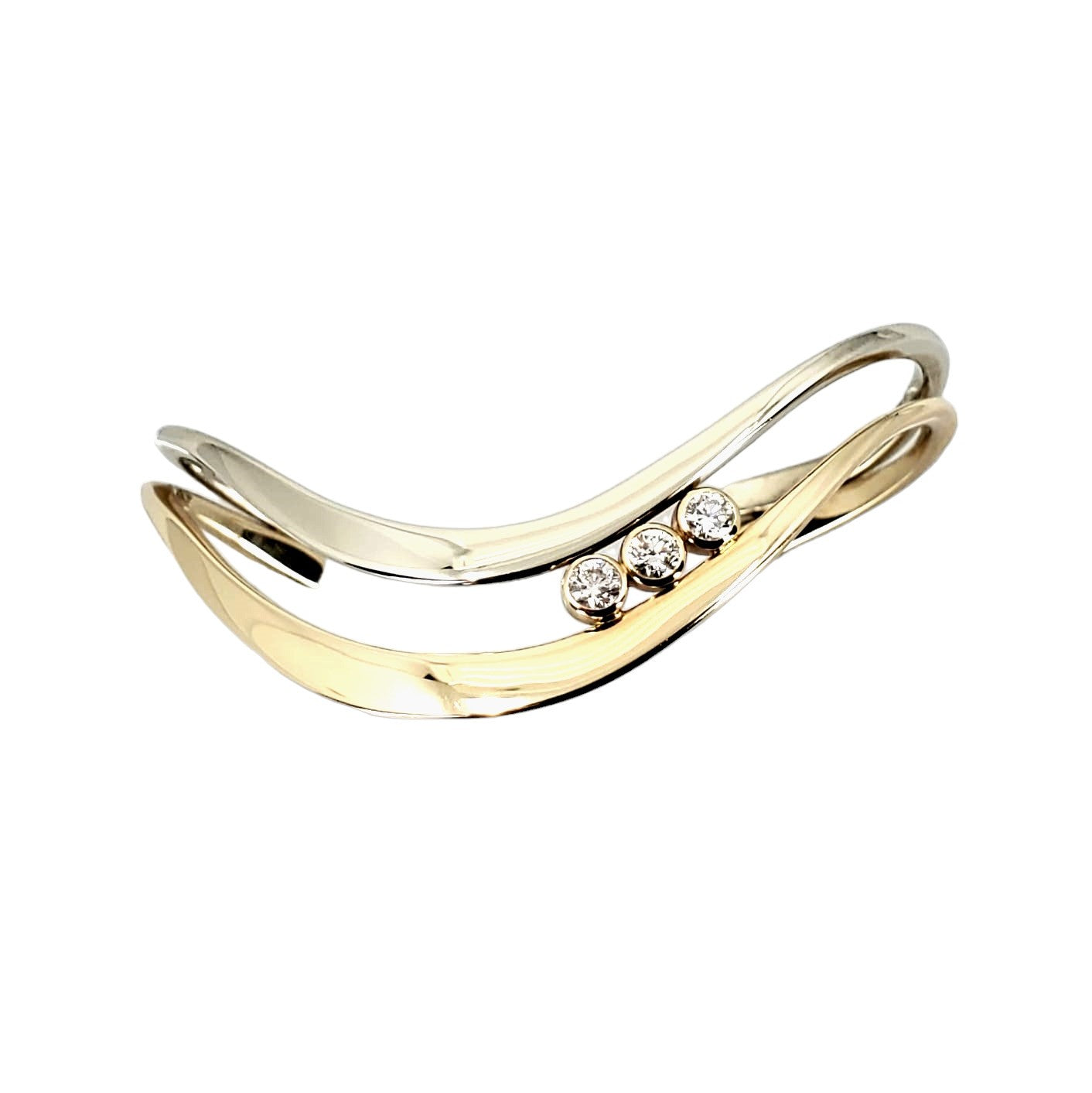 14 Karat Cuff Bracelet Accented With Diamonds