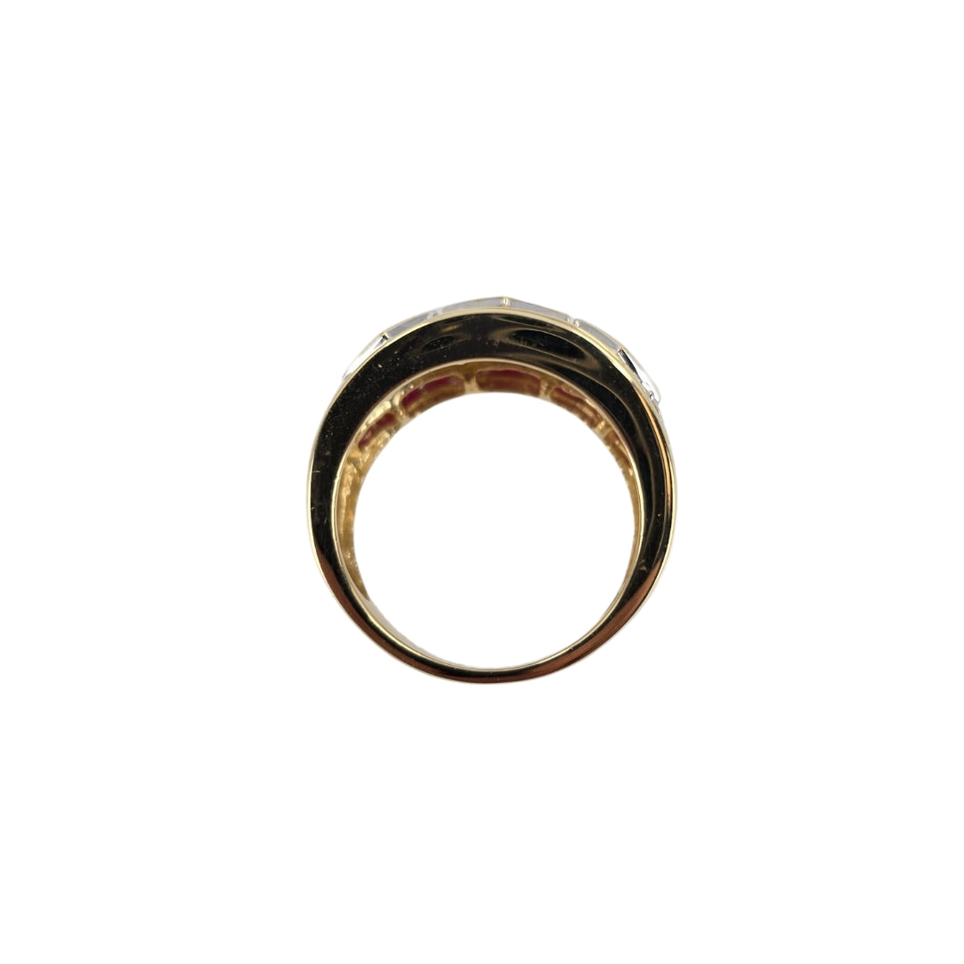 Channel Set Ruby, Sapphire, and Diamond Tapered Band