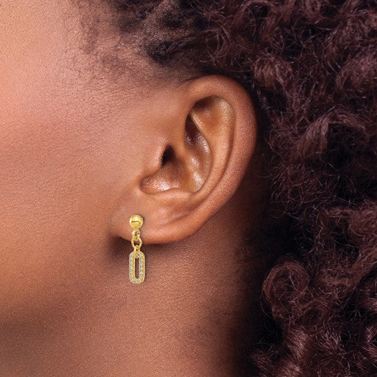 Yellow Sterling Silver Paperclip Earrings