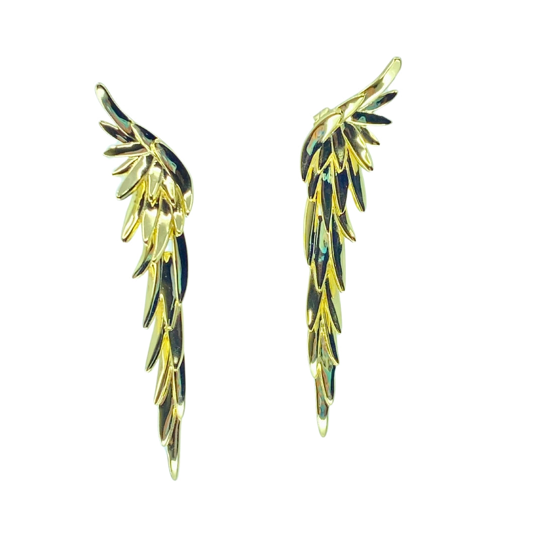 Yellow Sterling Silver Wing Earrings