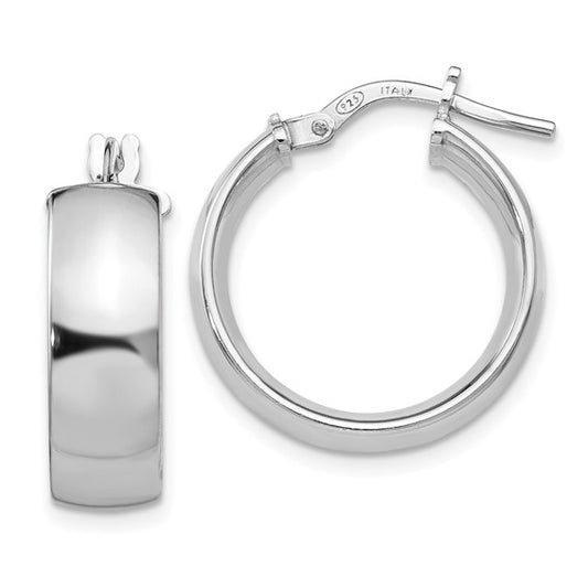 White Sterling Silver Medium Hoop Earrings