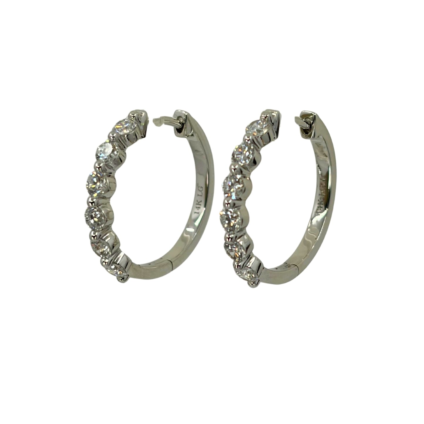 White Gold Lab Diamond Medium Hoops