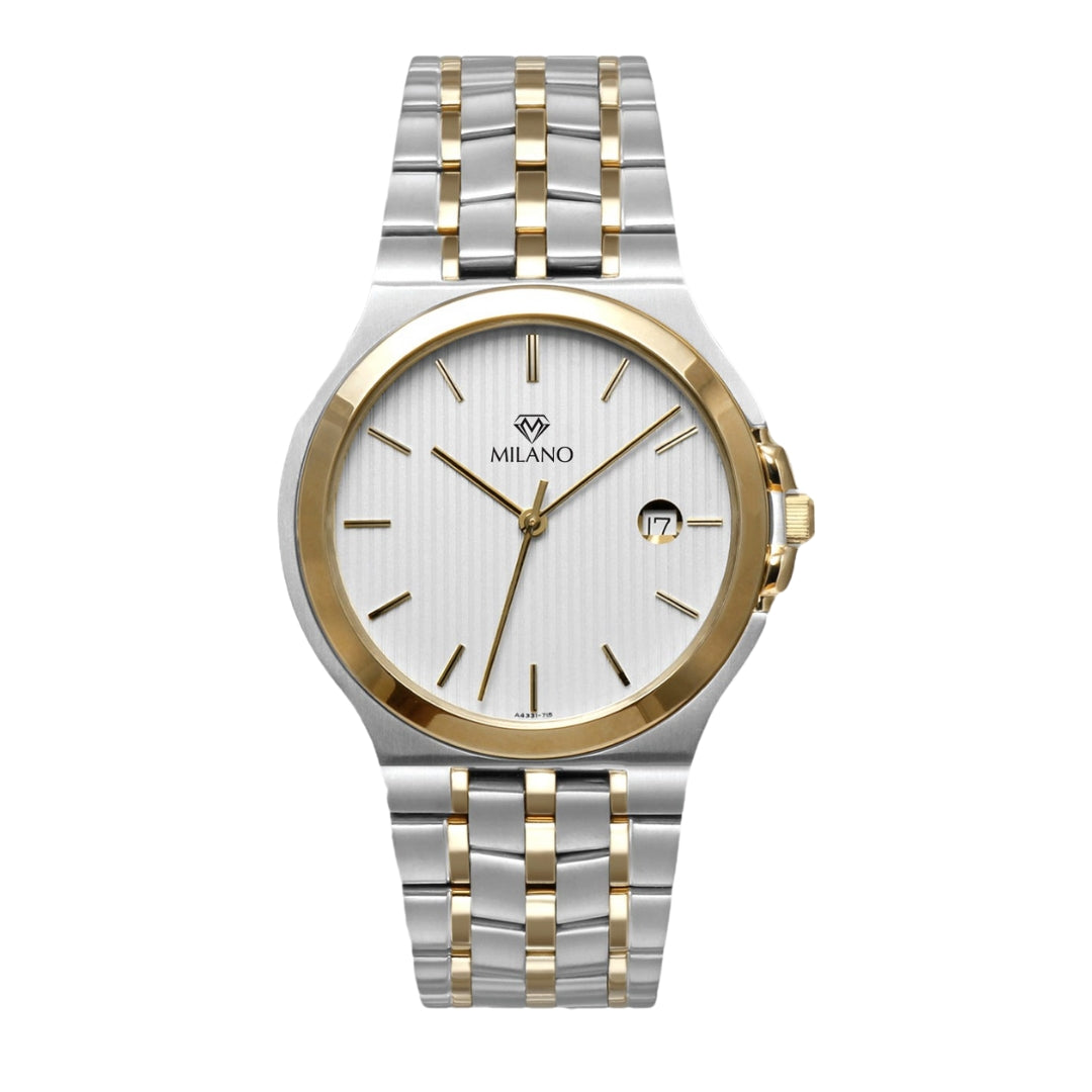 Two Tone White Pinstripe Dial Watch