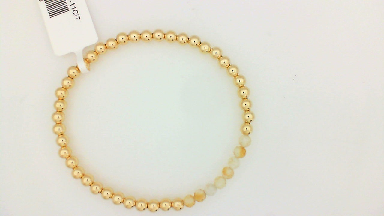 Gold Filled Beaded Bracelet with Faceted Citrine Bar