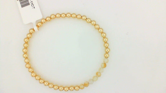 Gold Filled Beaded Bracelet with Faceted Citrine Bar