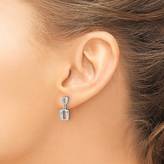 White Sterling Silver Square Drop Earrings