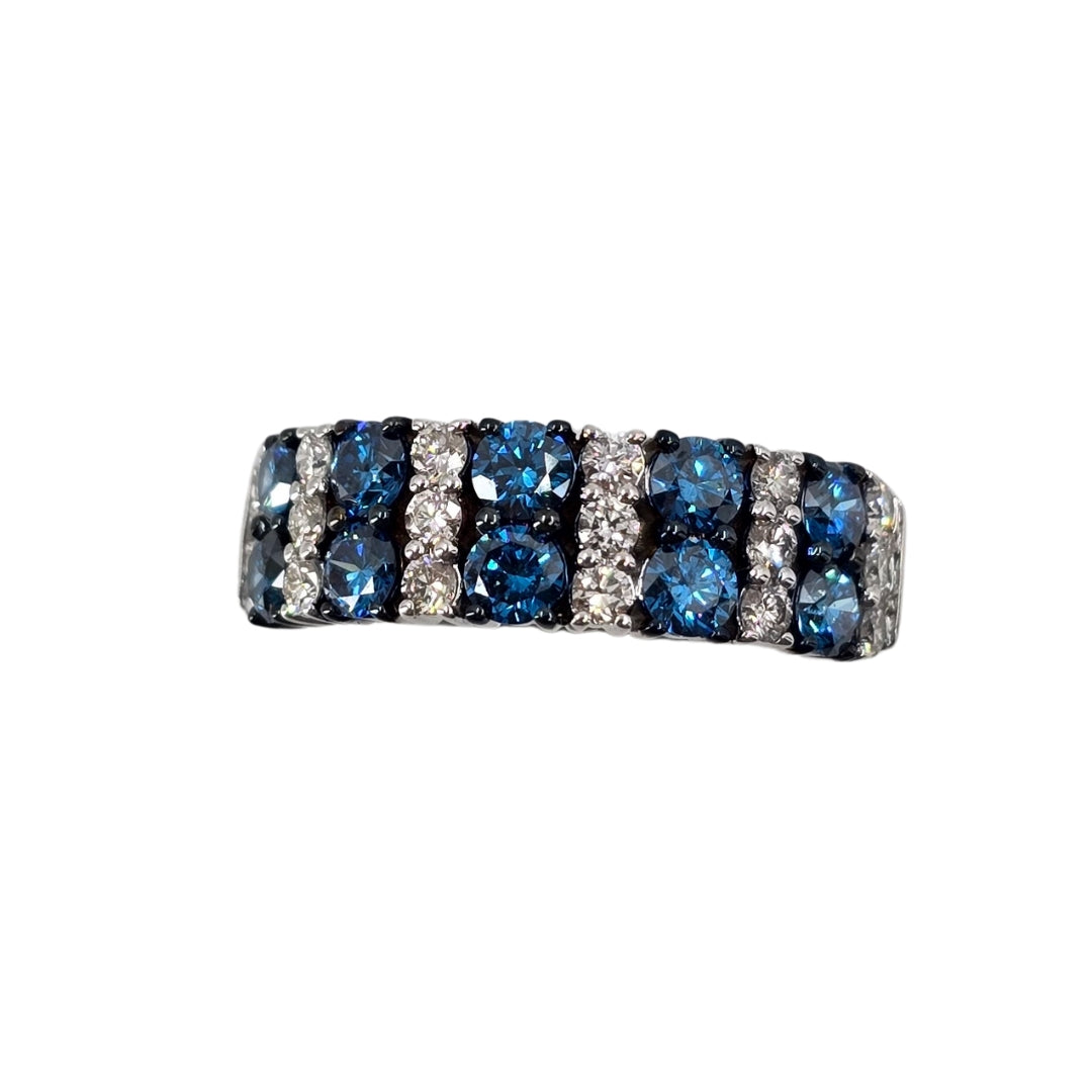 White Gold Round Blue Diamond Band