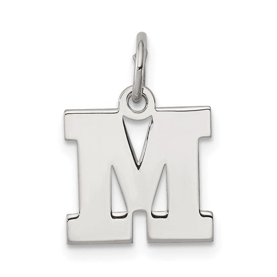 White Sterling Silver Letter M Charm