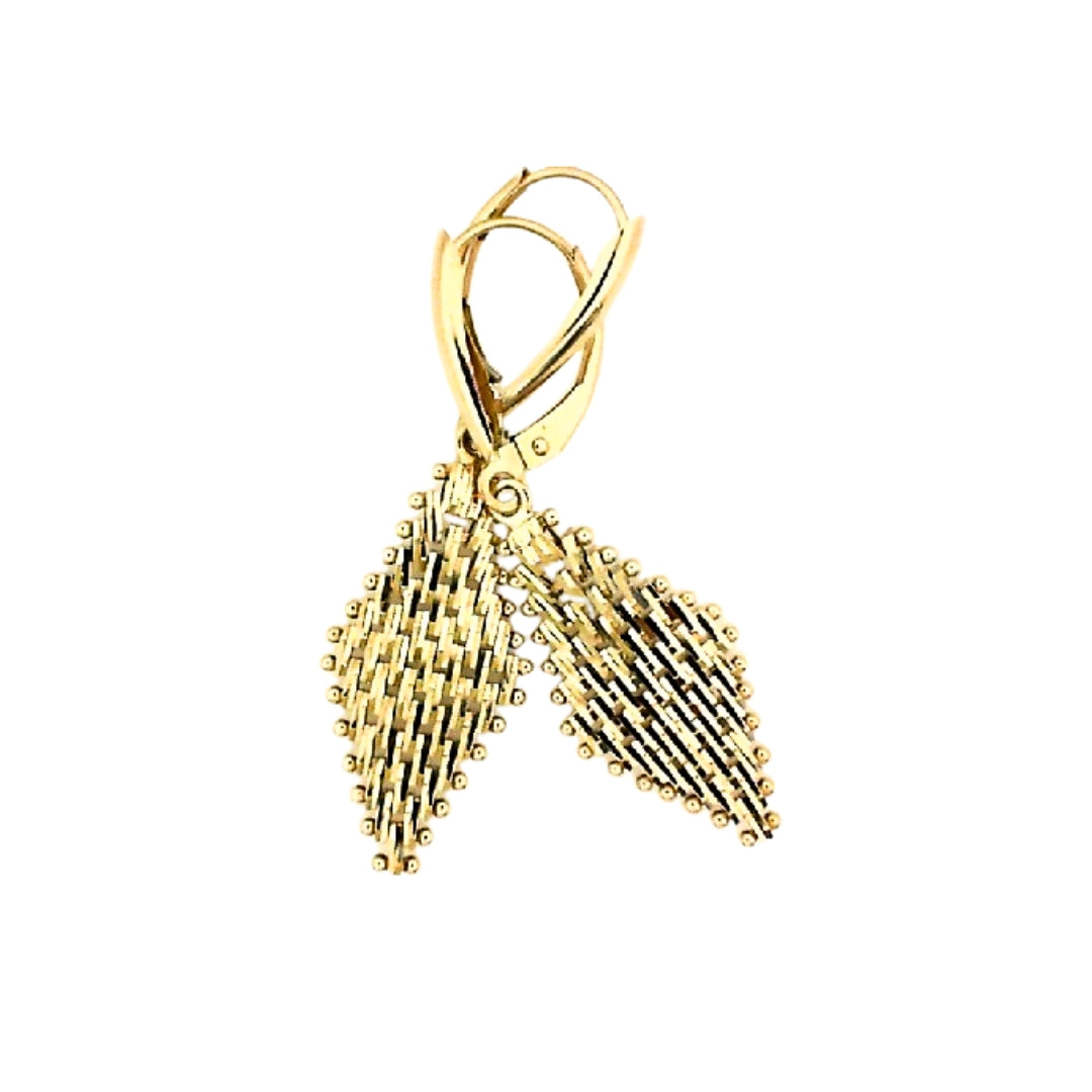 Yellow Gold Diamond Cut Mesh Drop Earrings