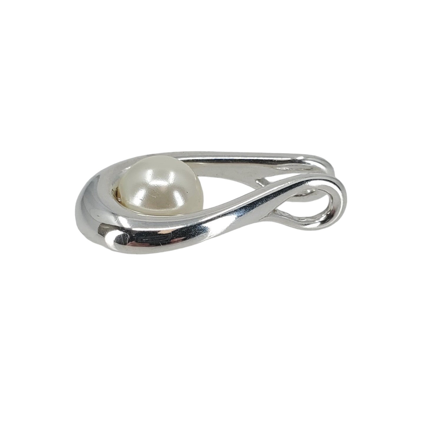 Sterling Silver Slide Pedant With Simulated Pearl