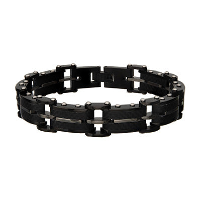 Stainless Steel Carbon Fiber Adjustable Bracelet