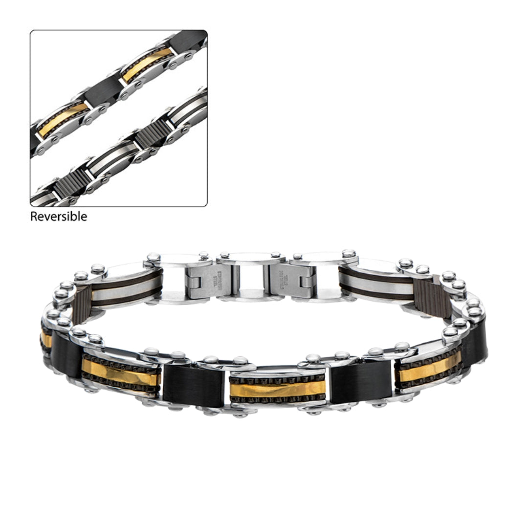 Double Sided Black and Gold Steel Bracelet