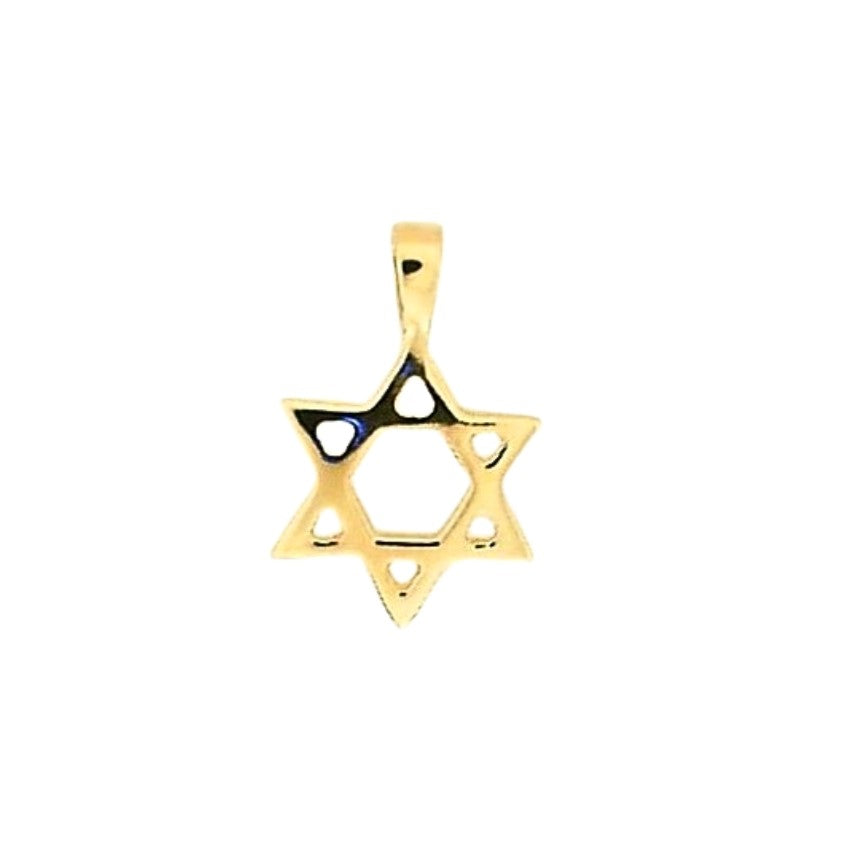High Polished Yellow Gold Star of David Charm