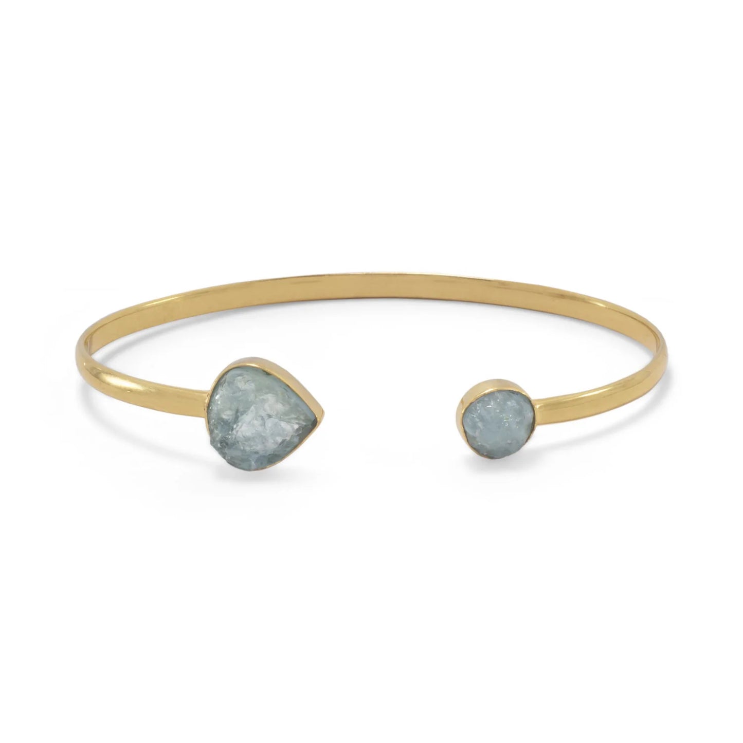 Yellow Sterling Silver Aquamarine Cuff Bracelet